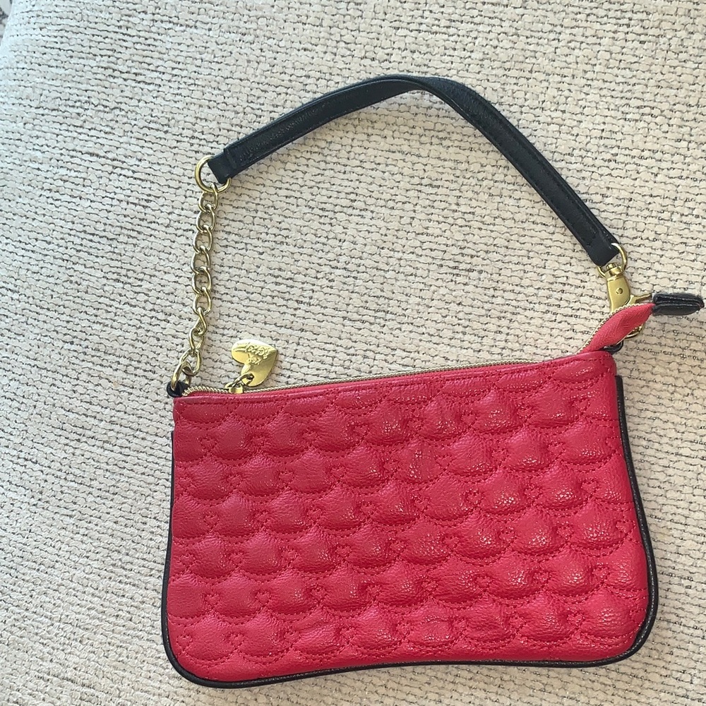 Betsy Johnson Quilted Shoulder Bag with Gold Accent Like New